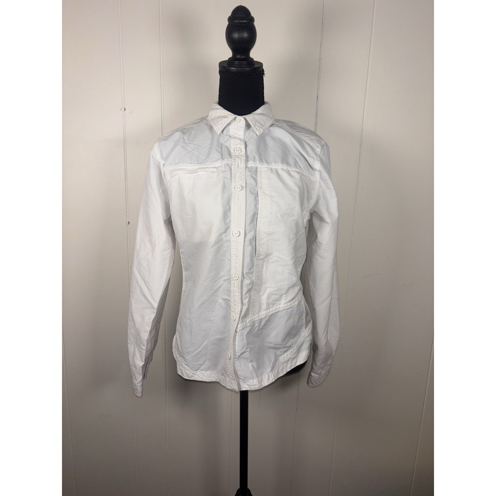 ll bean womens vented shirt white fishing med reg Long‎ Sleeve Mesh